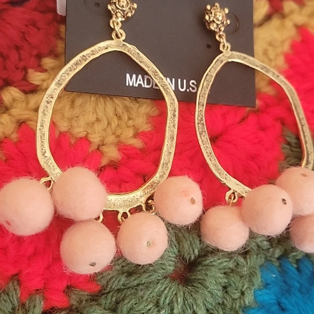 Yochi Organic Hoops With Pompoms - Picture 2 of 4